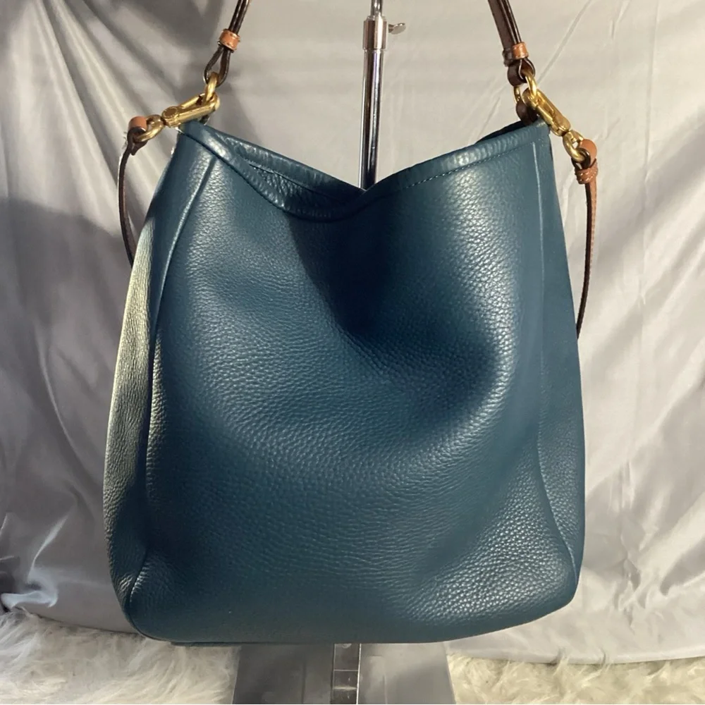 Marc Jacobs Blue Pebbled Leather Hobo Shoulder Bag with Long Strap